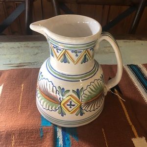Mediterranean Mexican pitcher handpainted